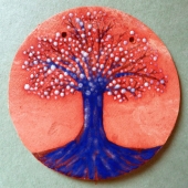 Handmade Ceramic Cherry Tree Hanging Disc