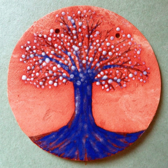 Handmade Ceramic Cherry Tree Hanging Disc from ElisaMaria